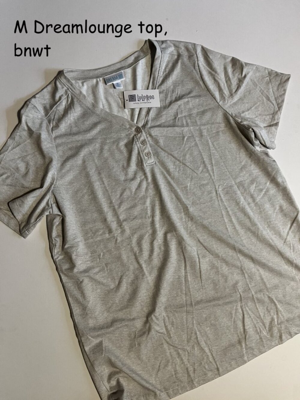 Medium Lularoe Dream Lounge Henley short-sleeve top, beige